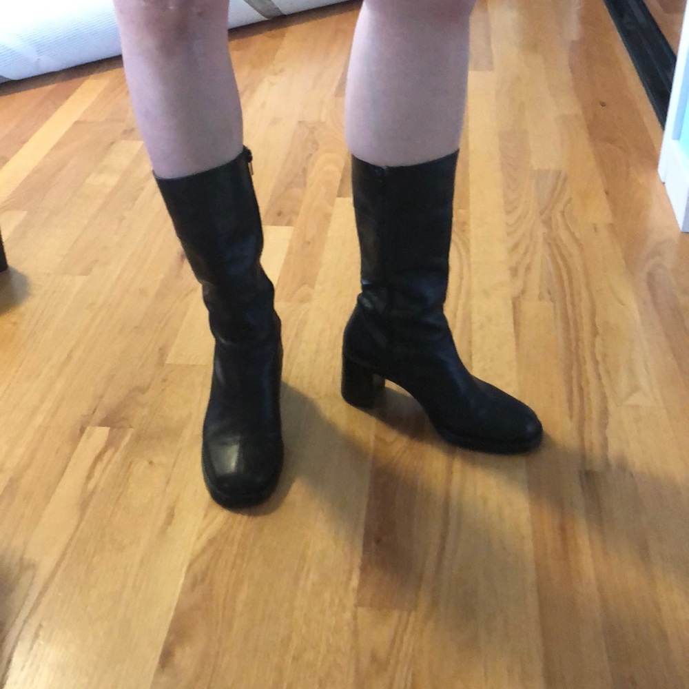 Jcrew mid calf leather boots sz 8 black